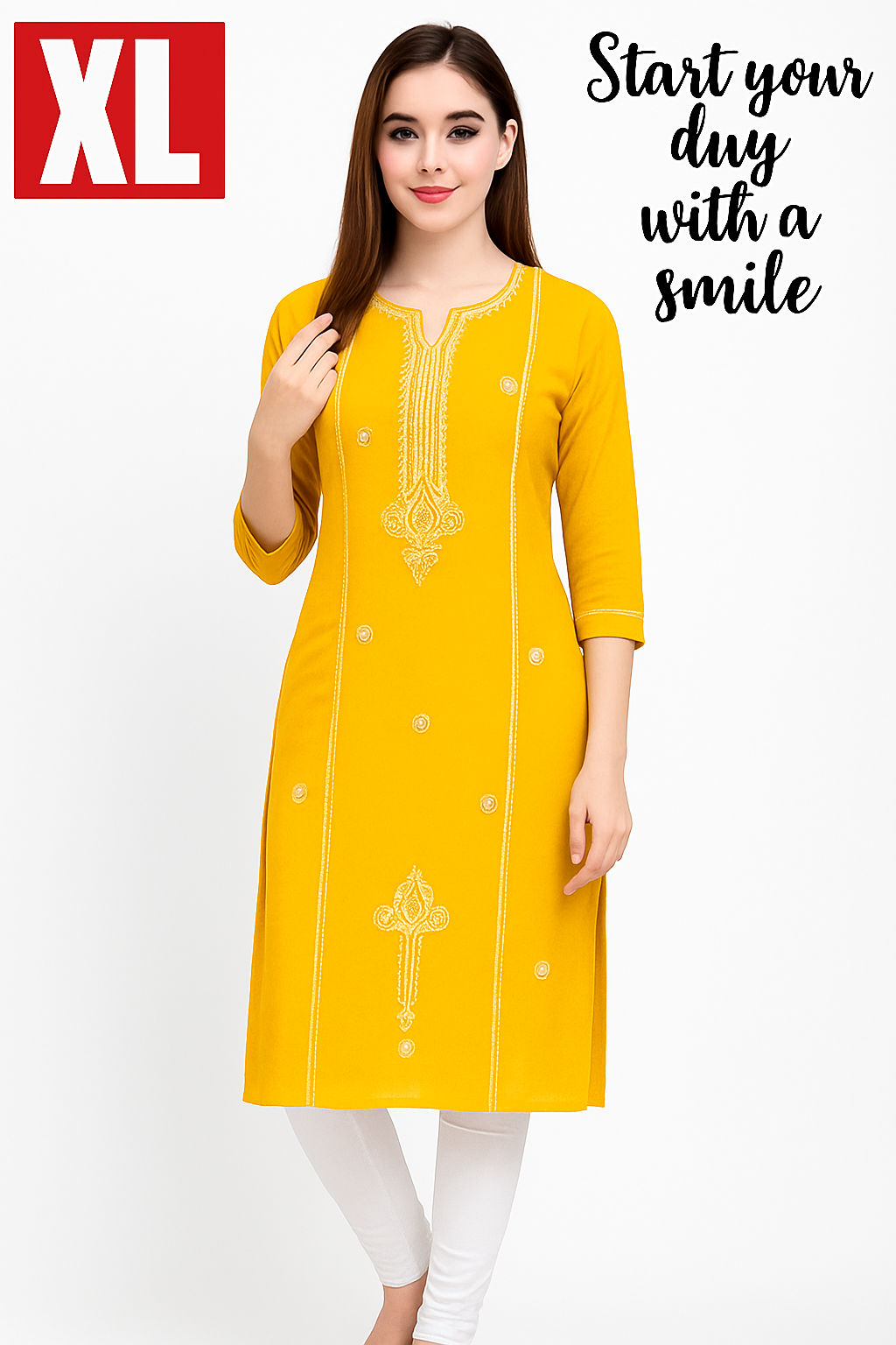 Premium Designer Kurti with Intricate Neck Embroidery β Everyday Chic