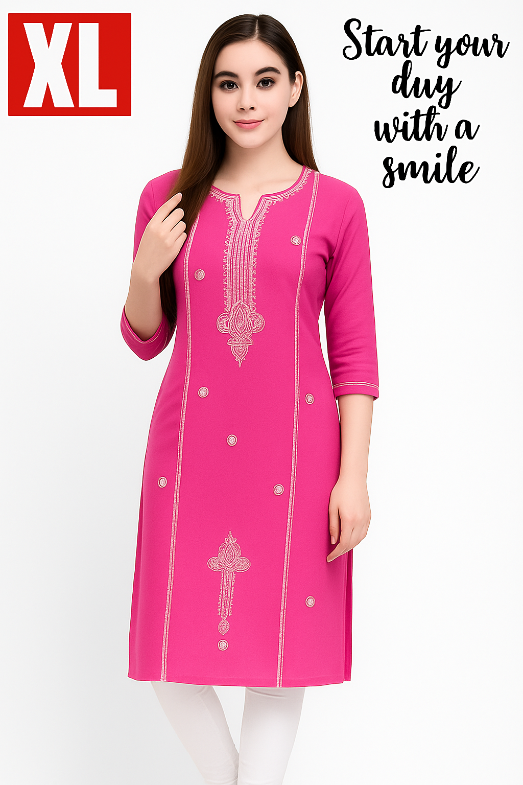 Premium Designer Kurti with Intricate Neck Embroidery β Everyday Chic