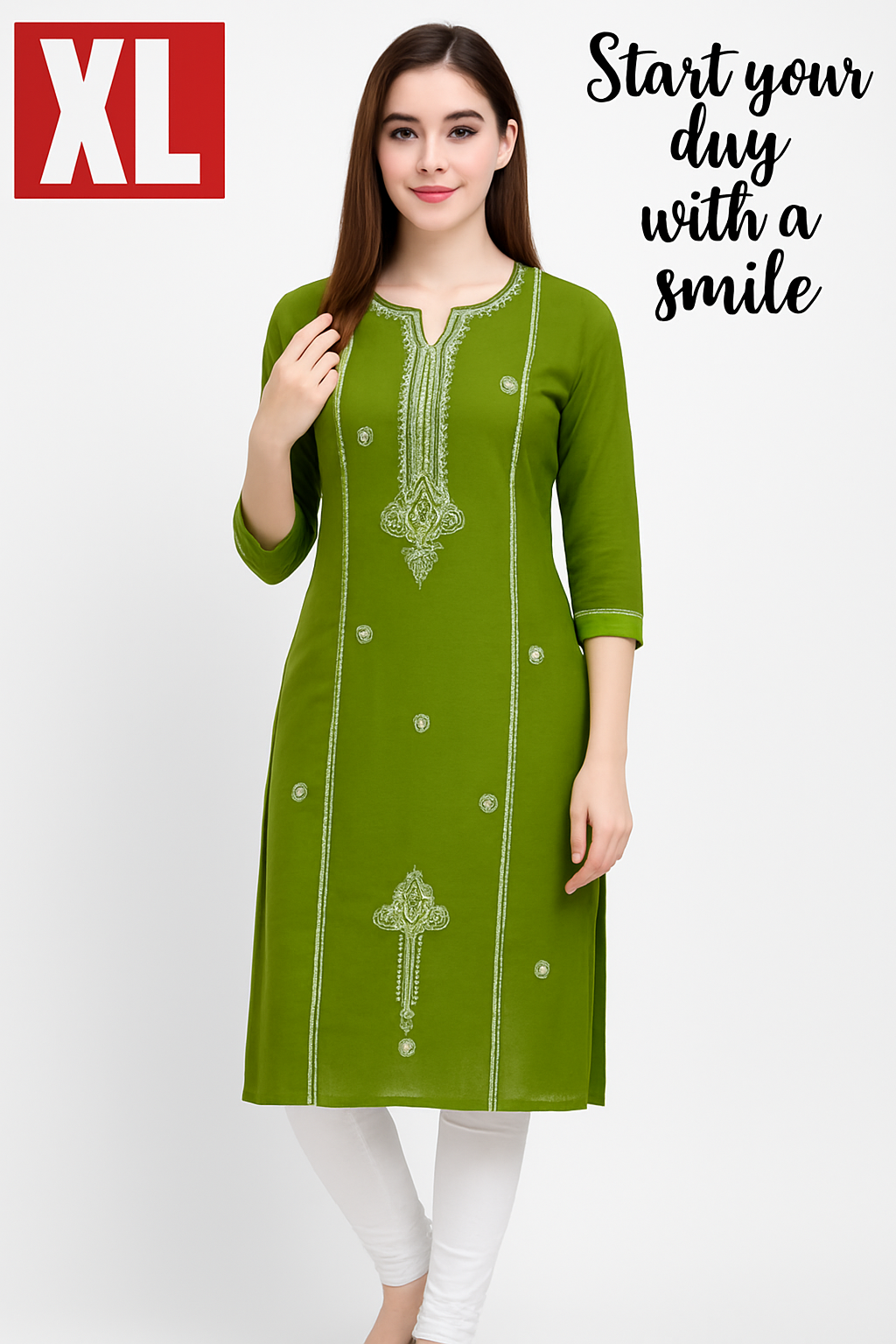 Premium Designer Kurti with Intricate Neck Embroidery β Everyday Chic