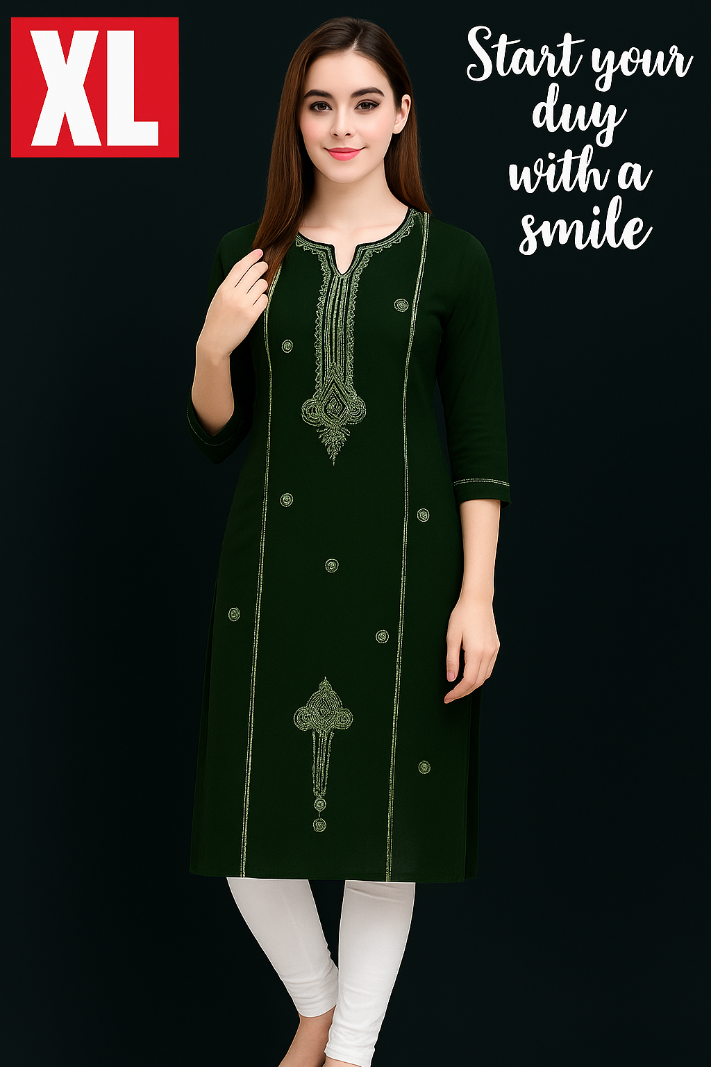 Premium Designer Kurti with Intricate Neck Embroidery β Everyday Chic