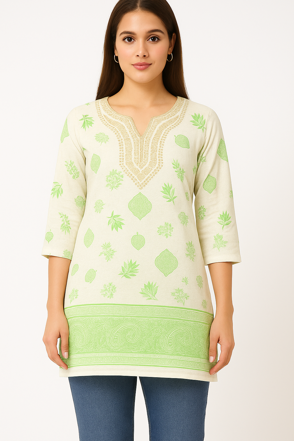 “Fresh Floral Short Sleeve Kurti – Everyday Comfort Wear”